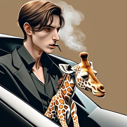  Puppy and giraffe in a Lamborghini Smoking