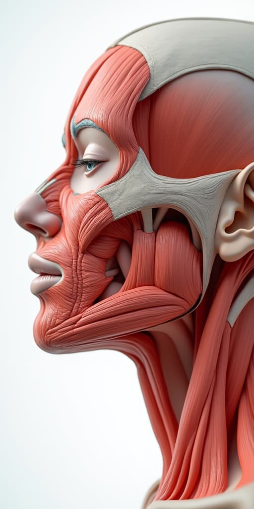  good quality, high quality, detailed anatomical representation of the superficial muscular aponeurotic system related to ulthera treatment for facial rejuvenation