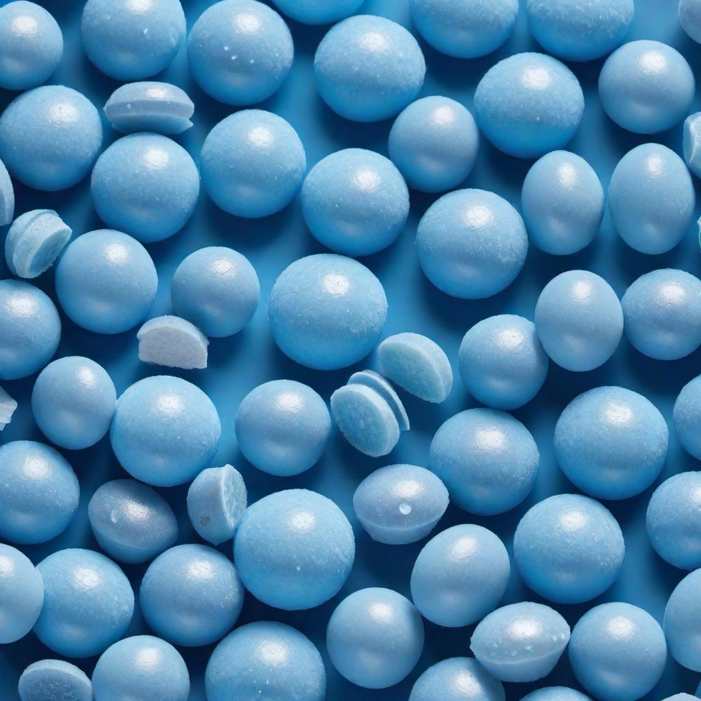  Create an image of freeze-dried blue bonbons with vibrant colors. The bonbons should have a frosty appearance, showcasing a crisp and cold texture with sparkling ice crystals emphasizing their freeze-dried state. Highlight the rich blue color of the bonbons, making it stand out against a contrasting background. hyperrealistic, full body, detailed clothing, highly detailed, cinematic lighting, stunningly beautiful, intricate, sharp focus, f/1. 8, 85mm, (centered image composition), (professionally color graded), ((bright soft diffused light)), volumetric fog, trending on instagram, trending on tumblr, HDR 4K, 8K