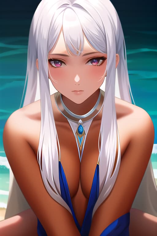  (:1.4), Stunning beautiful , silver hair, tan skin, blue , perfect body, sungles, on beach, masterpiece, (detailed face), (detailed clothes), f/1.4, ISO 200, 1/160s, 4K, unedited, symmetrical balance, in-frame, masterpiece, perfect lighting, (beautiful face), (detailed face), (detailed clothes), 1 , (woman), 4K, ultrarealistic, unedited, symmetrical balance, in-frame