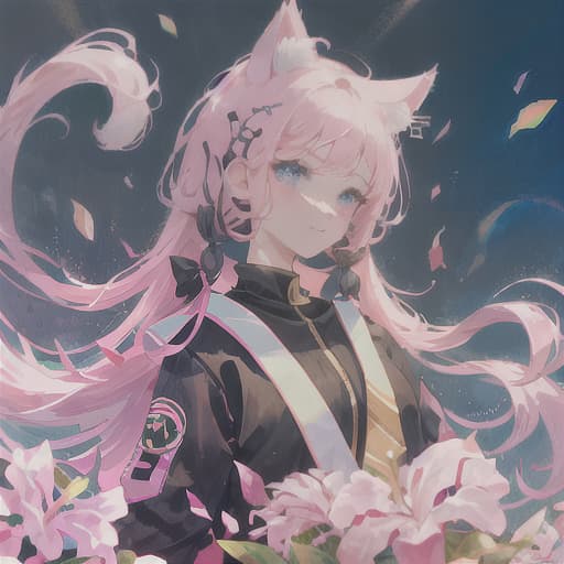  master piece , best quality,Cat ears, female, delirious, twin tailed