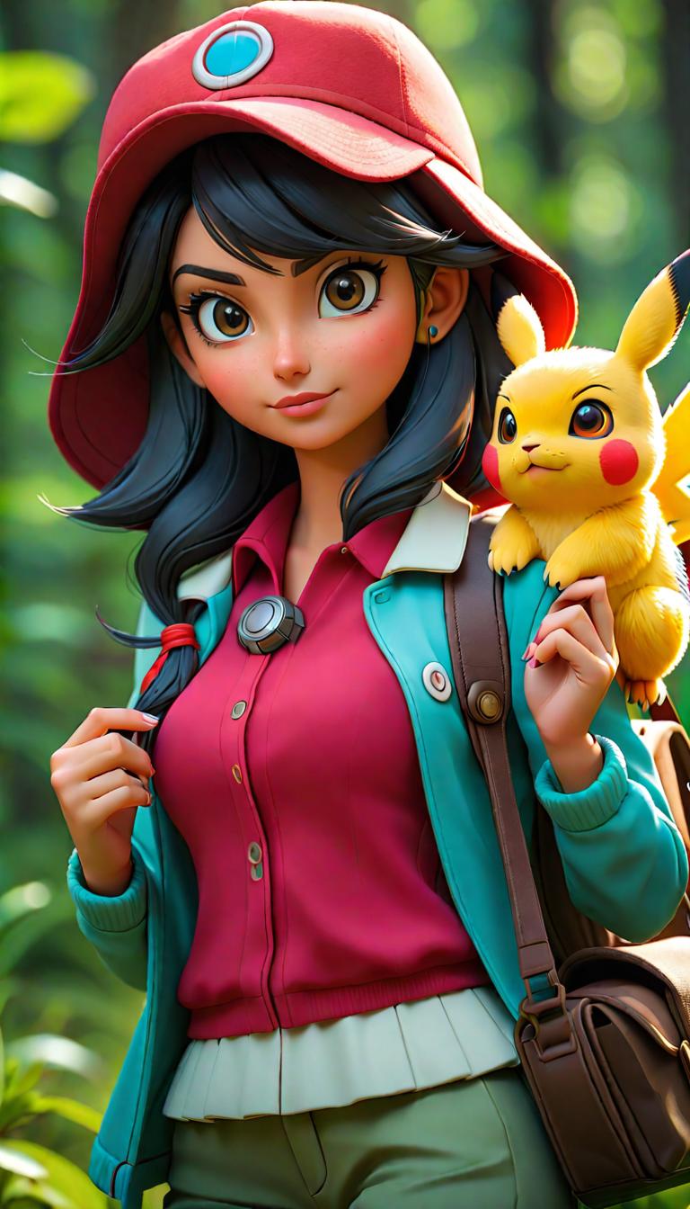  Professional 3D model of Girl with Pokémon . Rendered with Octane, the model is highly detailed,dramatic lighting. hyperrealistic, full body, detailed clothing, highly detailed, cinematic lighting, stunningly beautiful, intricate, sharp focus, f/1. 8, 85mm, (centered image composition), (professionally color graded), ((bright soft diffused light)), volumetric fog, trending on instagram, trending on tumblr, HDR 4K, 8K