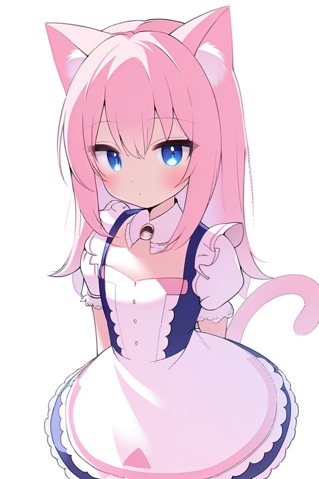  Pink hair, half twinmaid clothes cat ear girls, one person