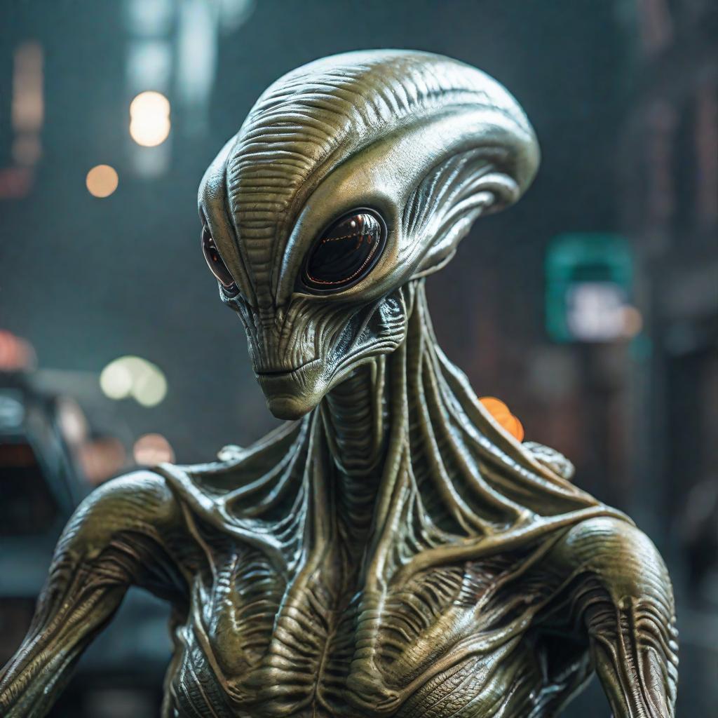  Alien from Area 51 hyperrealistic, full body, detailed clothing, highly detailed, cinematic lighting, stunningly beautiful, intricate, sharp focus, f/1. 8, 85mm, (centered image composition), (professionally color graded), ((bright soft diffused light)), volumetric fog, trending on instagram, trending on tumblr, HDR 4K, 8K