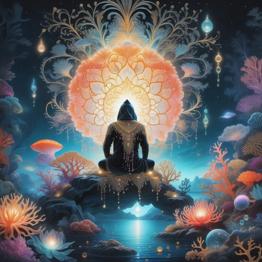  photo RAW,HD,8K, (Ultra detailed illustration of a person lost in a magical world of wonders, glowy, background, incredibly detailed, pastel colors, night, bioluminescence, ultrarealistic, hyperrealistice, hyperdetailed: shiny aura, highly detailed, black pearls, gold and coral filigree, intricate motifs, perfect composition, smooth, sharp focus, sparkling particles, background Realistic, (In a captivating art piece, a whimsical virtual regal amoeba blob creature takes center stage. by alex1shved This vibrant cartoon image showcases a charming and charismatic character, reminiscent of a blob-like organism. The virtual creation is brought to life with vivid colors and impeccable detailing, capturing every intricate texture and contour. The i hyperrealistic, full body, detailed clothing, highly detailed, cinematic lighting, stunningly beautiful, intricate, sharp focus, f/1. 8, 85mm, (centered image composition), (professionally color graded), ((bright soft diffused light)), volumetric fog, trending on instagram, trending on tumblr, HDR 4K, 8K