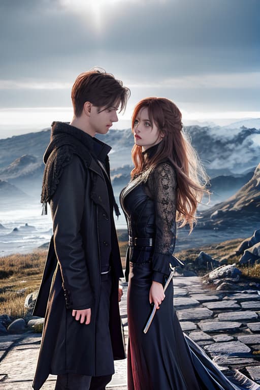  Hermione and draco in zombie apocalypse hyperrealistic, full body, detailed clothing, highly detailed, cinematic lighting, stunningly beautiful, intricate, sharp focus, f/1. 8, 85mm, (centered image composition), (professionally color graded), ((bright soft diffused light)), volumetric fog, trending on instagram, trending on tumblr, HDR 4K, 8K