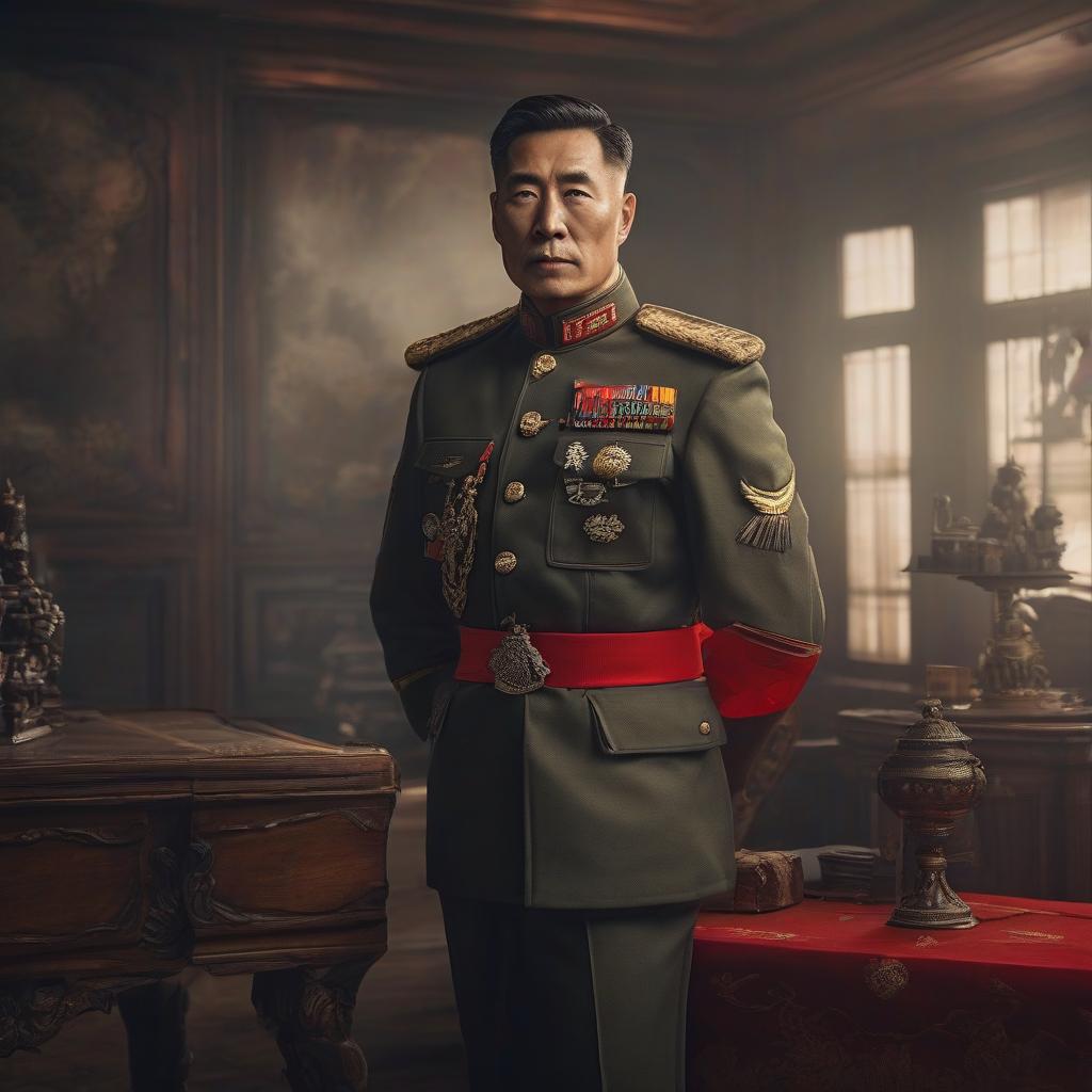  A Chinese man, in military uniform, a pilot, the flag of Russia. hyperrealistic, full body, detailed clothing, highly detailed, cinematic lighting, stunningly beautiful, intricate, sharp focus, f/1. 8, 85mm, (centered image composition), (professionally color graded), ((bright soft diffused light)), volumetric fog, trending on instagram, trending on tumblr, HDR 4K, 8K