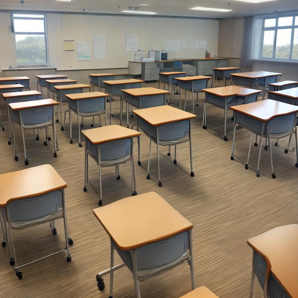  A spacious classroom with no desks, no students, no teachers-