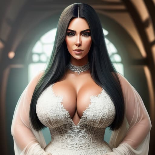  belle et avec de gros seins et des yeux verts qui ressemble kim Kardashian hyperrealistic, full body, detailed clothing, highly detailed, cinematic lighting, stunningly beautiful, intricate, sharp focus, f/1. 8, 85mm, (centered image composition), (professionally color graded), ((bright soft diffused light)), volumetric fog, trending on instagram, trending on tumblr, HDR 4K, 8K