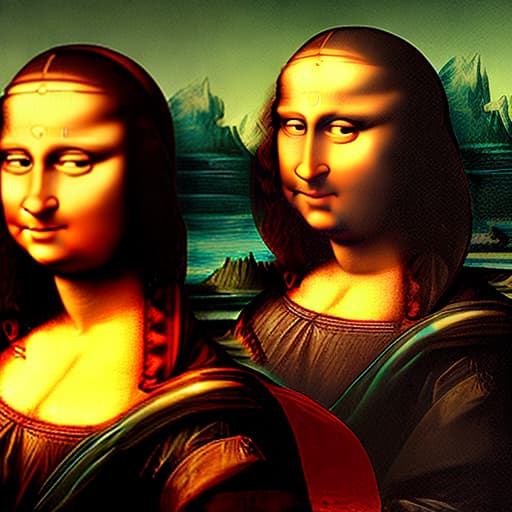 mdjrny-v4 style A vibrant and edgy reinterpretation of the Mona Lisa, where Leonardo's masterpiece transforms into a boundary-breaking performer, exuding hip-hop royalty and effortlessly dropping rhymes on stage.