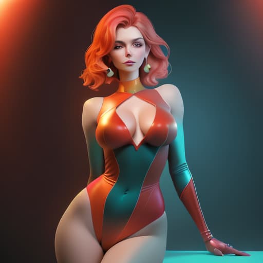  commercial photo of woman in the red wrap, posed, well juicy figured, in the style of colorful geometrics, guy aroch, unreal engine 5, helene knoop, glowing pastels, bold lines, bright colors, sun-soa