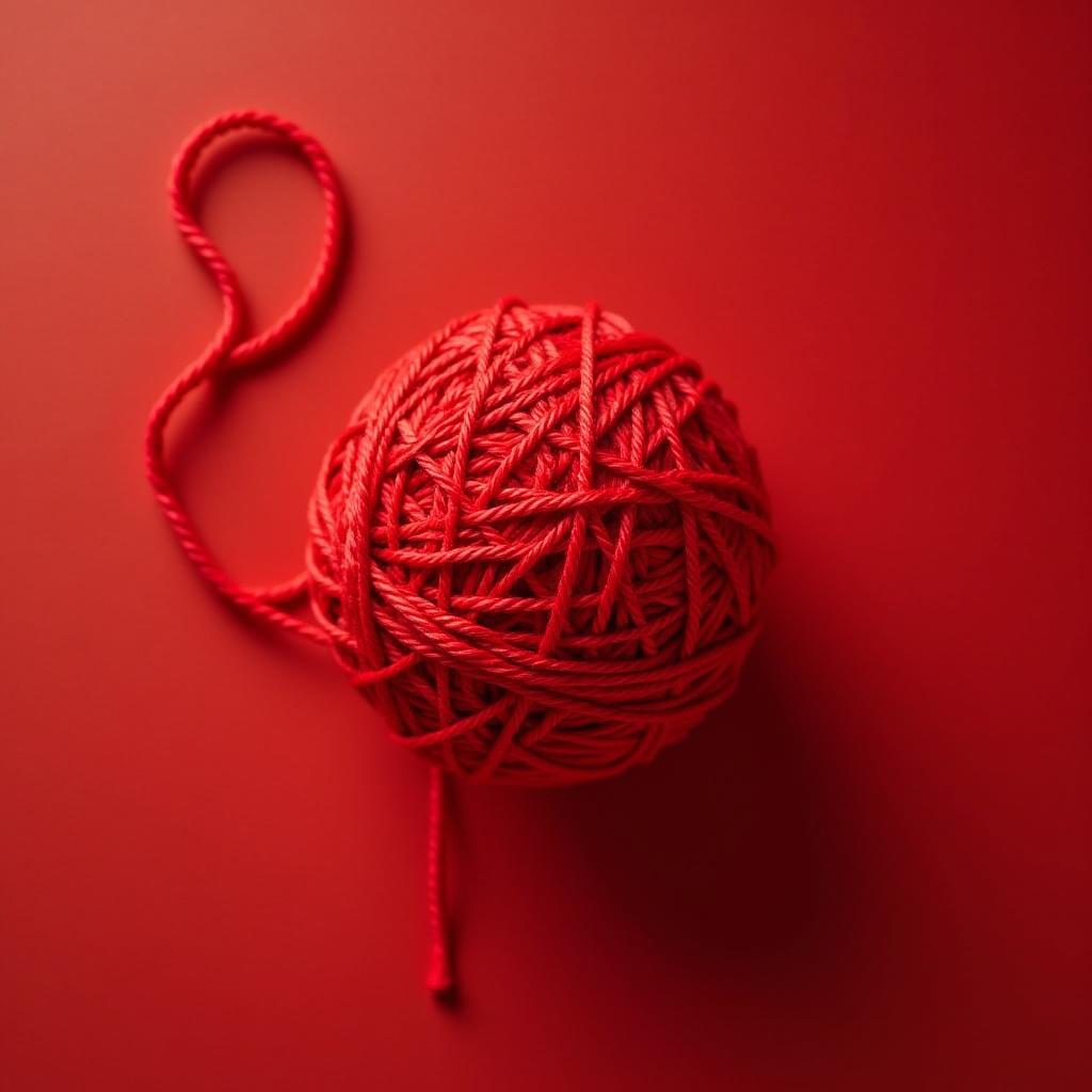  good quality, high quality, red yarn ball close up photography