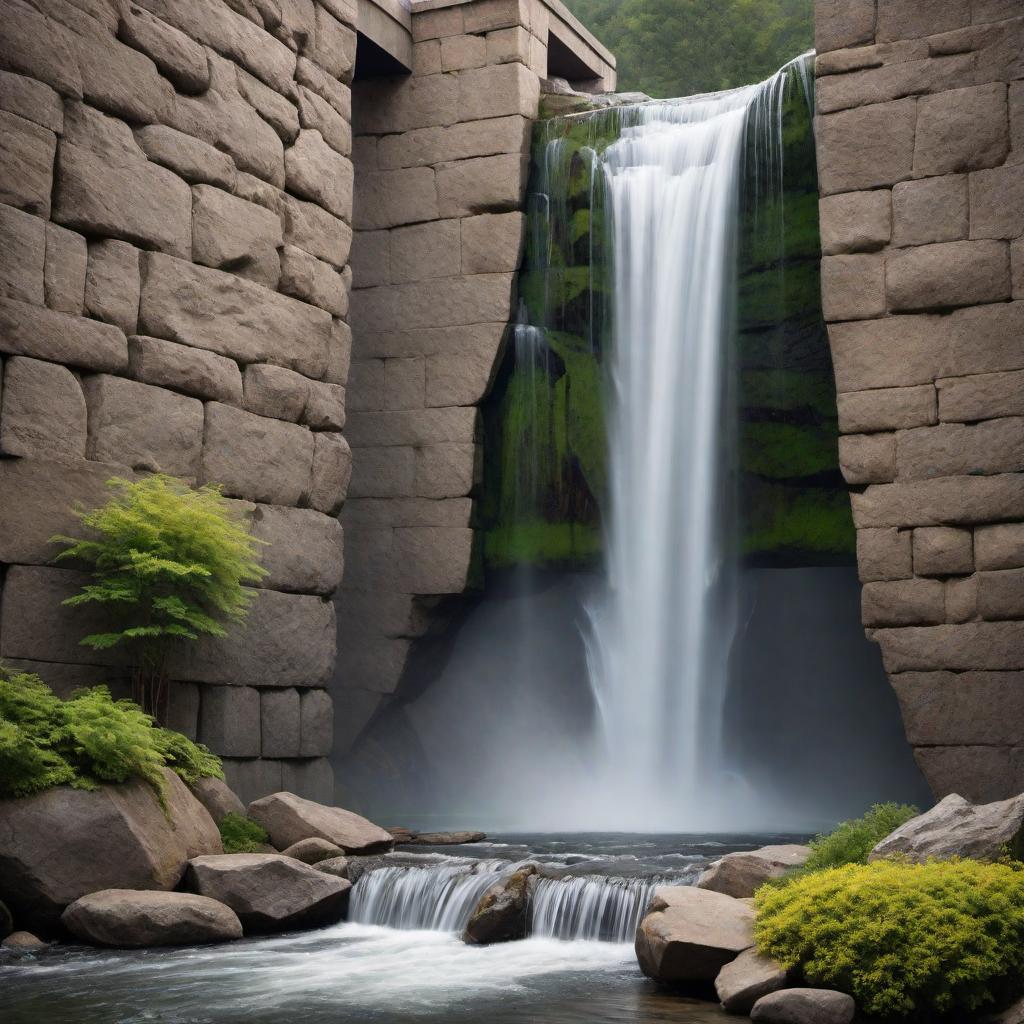  Contemporary water fall coming out of a wall. The waterfall should have a sleek design with water cascading down a textured stone wall. hyperrealistic, full body, detailed clothing, highly detailed, cinematic lighting, stunningly beautiful, intricate, sharp focus, f/1. 8, 85mm, (centered image composition), (professionally color graded), ((bright soft diffused light)), volumetric fog, trending on instagram, trending on tumblr, HDR 4K, 8K