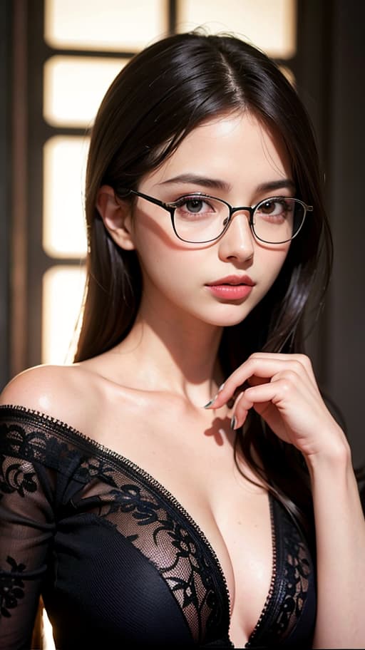  Best quality, masterpiece, ultra high res, (photorealistic:1.4), raw photo, (detail face:1.3), (realistic skin), deep shadow, dramatic lighting, cute, glasses, a girl, slender, beautiful eyes, female, smart, stylish, chic, sophisticated, elegant, fashionable, trendy, intelligent, attractive, charming, alluring, graceful, slim, sophisticated, deep shadow, dramatic lighting, portrait, portrait size, unedited, symmetrical balance