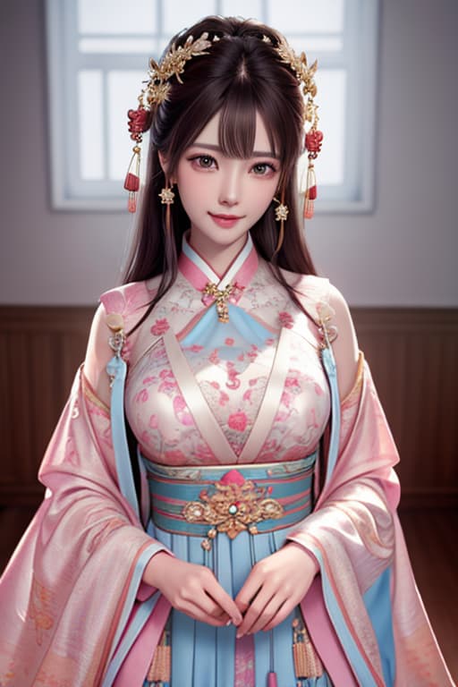  best quality, masterpiece, highres, 1girl,blush,(seductive smile:0.8),star shaped pupils,china hanfu,hair ornament,necklace, jewelry,Beautiful face,upon body, tyndall effect,photorealistic, dark studio, rim lighting, two tone lighting,(high detailed skin:1.2), 8k uhd, dslr, soft lighting, high quality, volumetric lighting, candid, Photograph, high resolution, 4k, 8k, Bokeh hyperrealistic, full body, detailed clothing, highly detailed, cinematic lighting, stunningly beautiful, intricate, sharp focus, f/1. 8, 85mm, (centered image composition), (professionally color graded), ((bright soft diffused light)), volumetric fog, trending on instagram, trending on tumblr, HDR 4K, 8K