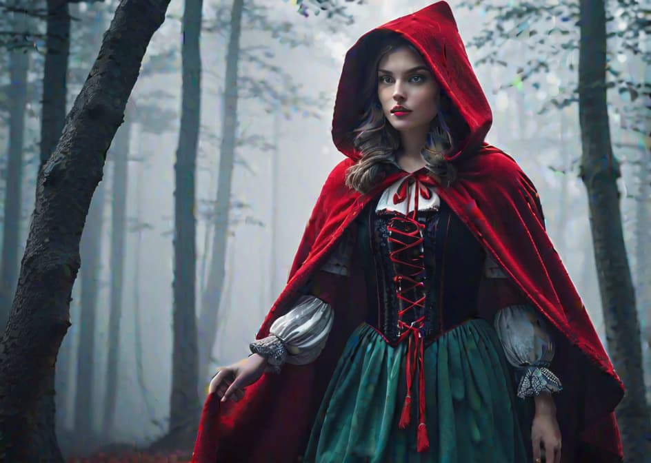  red riding hood hyperrealistic, full body, detailed clothing, highly detailed, cinematic lighting, stunningly beautiful, intricate, sharp focus, f/1. 8, 85mm, (professionally color graded), ((bright soft diffused light)), volumetric fog, trending on instagram, trending on tumblr, HDR 4K, 8K hyperrealistic, full body, detailed clothing, highly detailed, cinematic lighting, stunningly beautiful, intricate, sharp focus, f/1. 8, 85mm, (centered image composition), (professionally color graded), ((bright soft diffused light)), volumetric fog, trending on instagram, trending on tumblr, HDR 4K, 8K