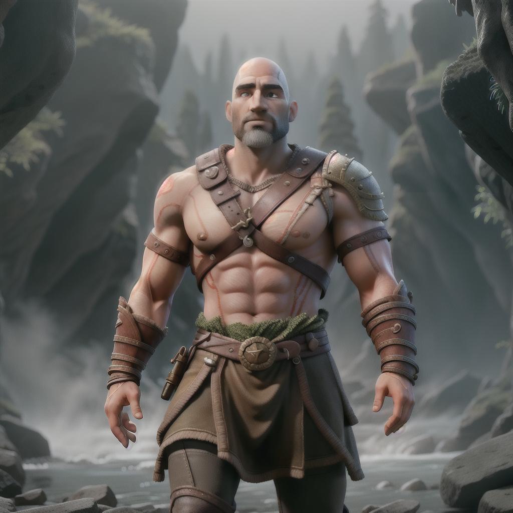  God of war hyperrealistic, full body, detailed clothing, highly detailed, cinematic lighting, stunningly beautiful, intricate, sharp focus, f/1. 8, 85mm, (centered image composition), (professionally color graded), ((bright soft diffused light)), volumetric fog, trending on instagram, trending on tumblr, HDR 4K, 8K