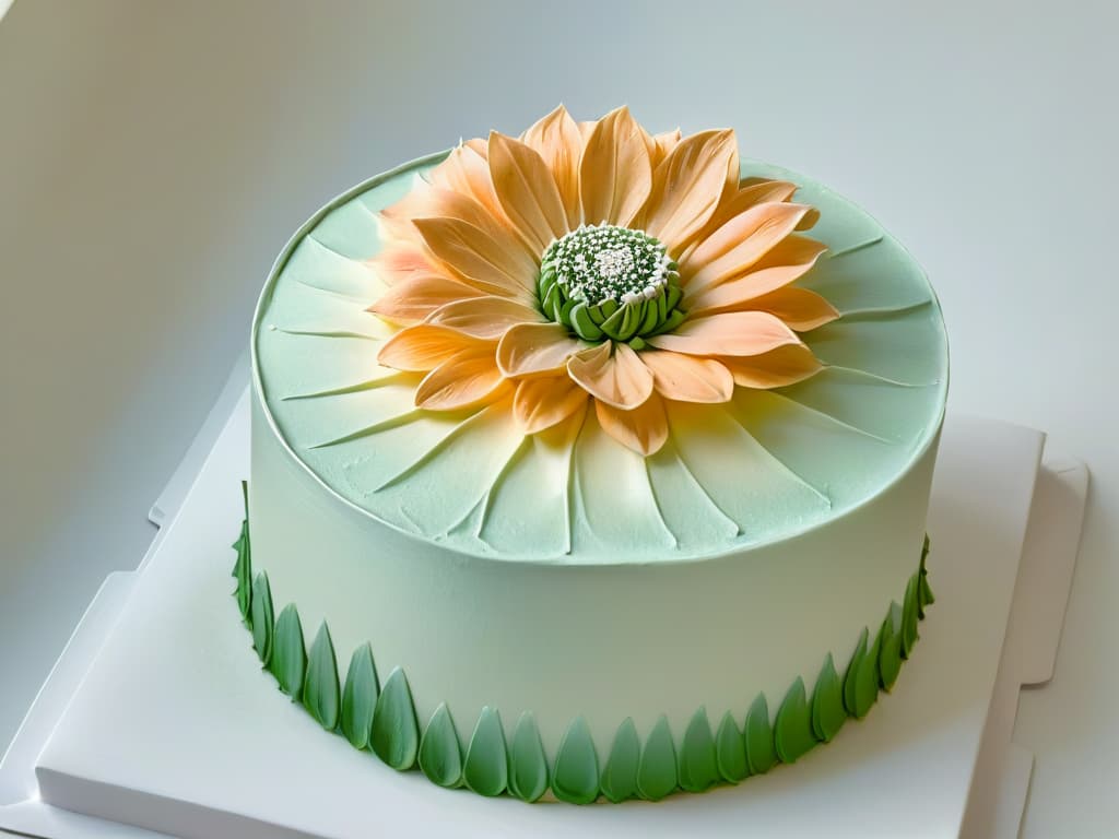  A closeup, ultradetailed photograph of a perfectly sculpted, delicate sugar flower on a pristine white fondant cake. The intricate petals and vibrant colors of the flower are captured with such clarity that each tiny detail is visible, showcasing the skill and artistry required to create such a stunning piece of edible art. hyperrealistic, full body, detailed clothing, highly detailed, cinematic lighting, stunningly beautiful, intricate, sharp focus, f/1. 8, 85mm, (centered image composition), (professionally color graded), ((bright soft diffused light)), volumetric fog, trending on instagram, trending on tumblr, HDR 4K, 8K