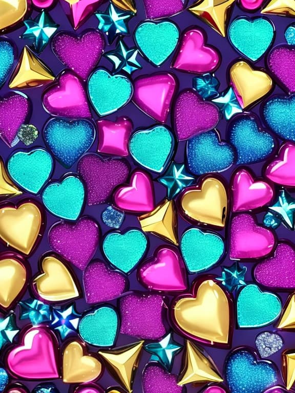  Colorful and sparkling heart gems lots of wallpaper