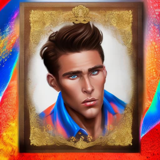 portrait+ style Russian IFBB queer brunette hunk dude face