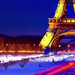  christmas in paris with eiffel tower and snow