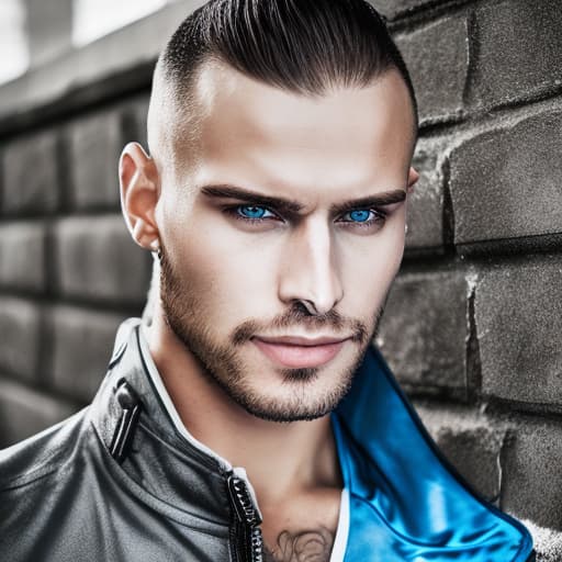 portrait+ style russian queer fitness model brunette very cute dude face