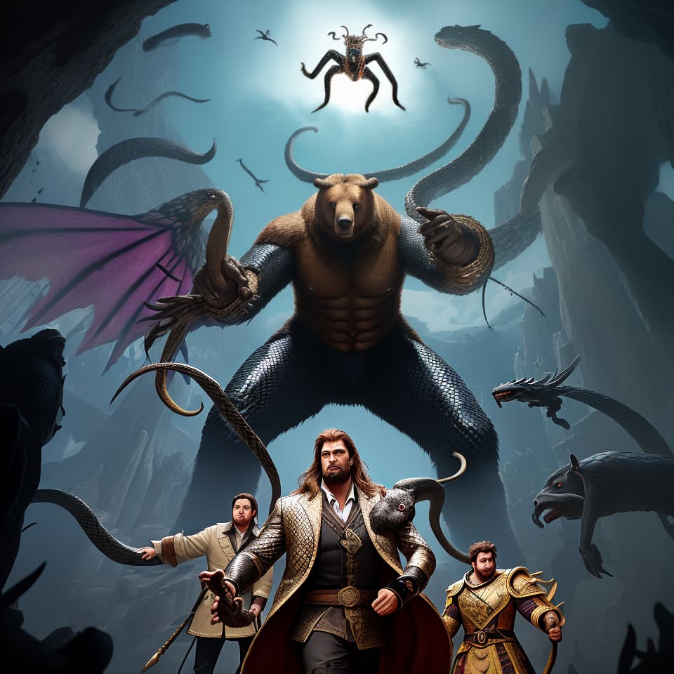  Nine headed snake, minotaur, giant bear, giant phoenix, giant spider