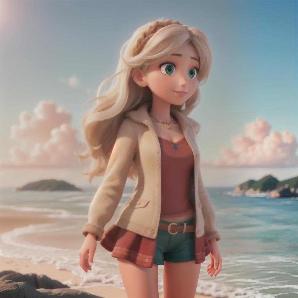  Girl on the beach hyperrealistic, full body, detailed clothing, highly detailed, cinematic lighting, stunningly beautiful, intricate, sharp focus, f/1. 8, 85mm, (centered image composition), (professionally color graded), ((bright soft diffused light)), volumetric fog, trending on instagram, trending on tumblr, HDR 4K, 8K