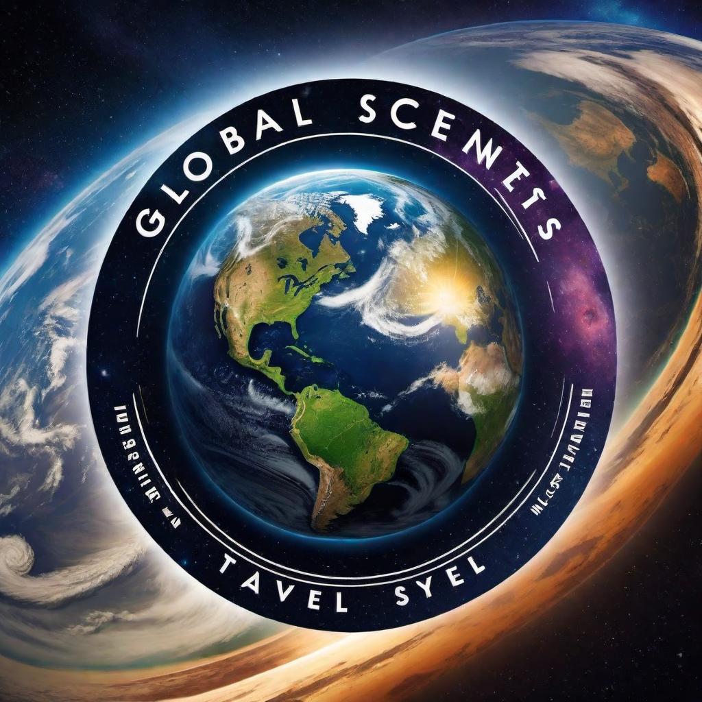  Design a logo that features the phrase 'GLOBAL SCENTS TRAVEL' above an image of Earth. The Earth should be depicted in a detailed and realistic manner, set against the backdrop of outer space. The text should be bold and modern, with a font style that conveys the global nature of the brand. The Earth and text should appear luminous against the dark starry background of outer space, creating a strong visual impact for the logo. hyperrealistic, full body, detailed clothing, highly detailed, cinematic lighting, stunningly beautiful, intricate, sharp focus, f/1. 8, 85mm, (centered image composition), (professionally color graded), ((bright soft diffused light)), volumetric fog, trending on instagram, trending on tumblr, HDR 4K, 8K