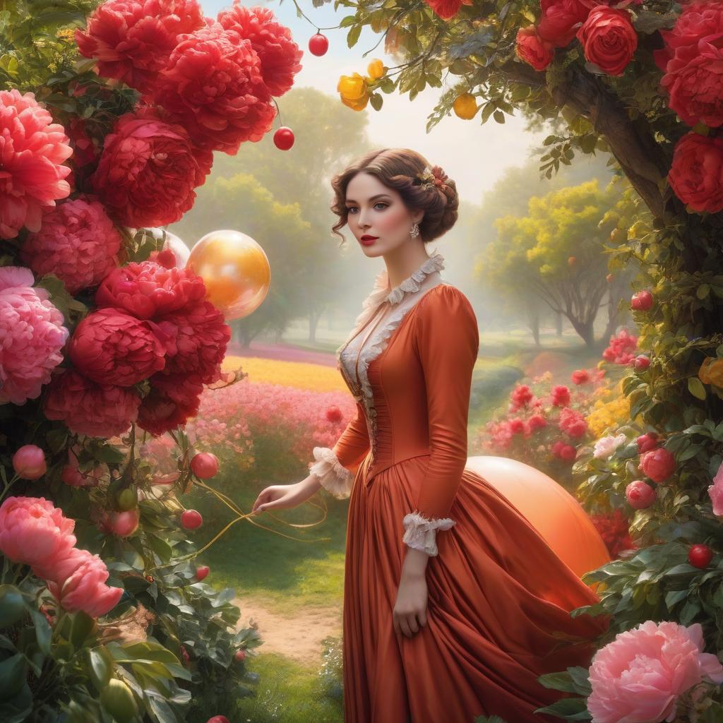  А large balloon. Lightness, spring. (Sparkling rim)): spring field, hyacinths, roses, rosehips, rose hips, peonies, cherry tree, yellow, red. Рroper eye work.. Honoré Fargonard, Alfonso Mucha. hyperrealistic, full body, detailed clothing, highly detailed, cinematic lighting, stunningly beautiful, intricate, sharp focus, f/1. 8, 85mm, (centered image composition), (professionally color graded), ((bright soft diffused light)), volumetric fog, trending on instagram, trending on tumblr, HDR 4K, 8K