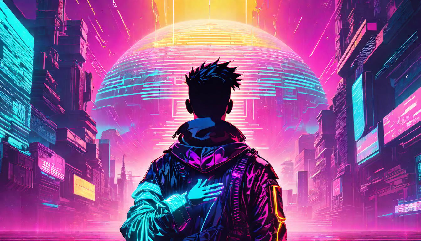  vaporwave,cyberpunk game style A person standing strong in a glowing aura, hands in prayer pose, peaceful and unwaveringeon, dystopian, futuristic, digital, vibrant, detailed, high contrast, reminiscent of cyberpunk genre video games,retro aesthetic, cyberpunk, vibrant, neon colors, vintage 80s and 90s style, highly detailed