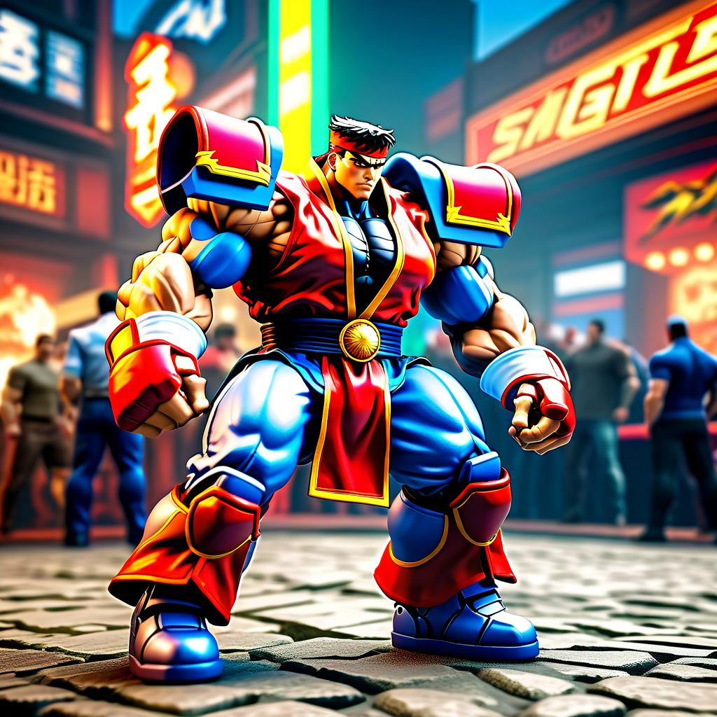  Street Fighter style A small robot made of limestone. . vibrant, dynamic, arcade, 2D fighting game, highly detailed, reminiscent of Street Fighter series hyperrealistic, full body, detailed clothing, highly detailed, cinematic lighting, stunningly beautiful, intricate, sharp focus, f/1. 8, 85mm, (centered image composition), (professionally color graded), ((bright soft diffused light)), volumetric fog, trending on instagram, trending on tumblr, HDR 4K, 8K