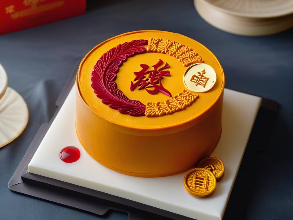  A minimalistic and highly detailed image of a traditional Chinese mooncake being delicately crafted by skilled hands, showcasing intricate patterns and designs on its surface. The image captures the cultural significance and craftsmanship involved in the preparation of these iconic treats. hyperrealistic, full body, detailed clothing, highly detailed, cinematic lighting, stunningly beautiful, intricate, sharp focus, f/1. 8, 85mm, (centered image composition), (professionally color graded), ((bright soft diffused light)), volumetric fog, trending on instagram, trending on tumblr, HDR 4K, 8K