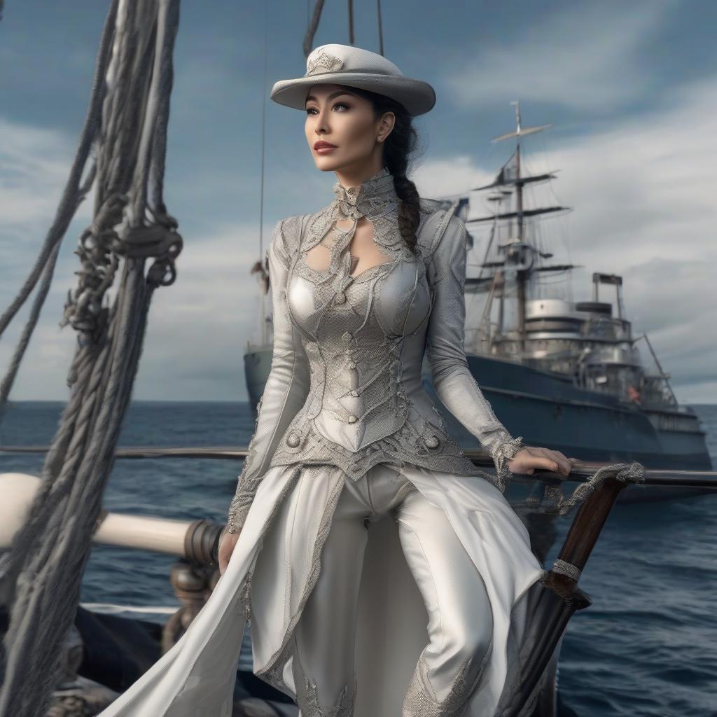  nautical themed Full length character gray steel fairy. white background. high detail. hayao miyazaki style . sea, ocean, ships, maritime, beach, marine life, highly detailed hyperrealistic, full body, detailed clothing, highly detailed, cinematic lighting, stunningly beautiful, intricate, sharp focus, f/1. 8, 85mm, (centered image composition), (professionally color graded), ((bright soft diffused light)), volumetric fog, trending on instagram, trending on tumblr, HDR 4K, 8K