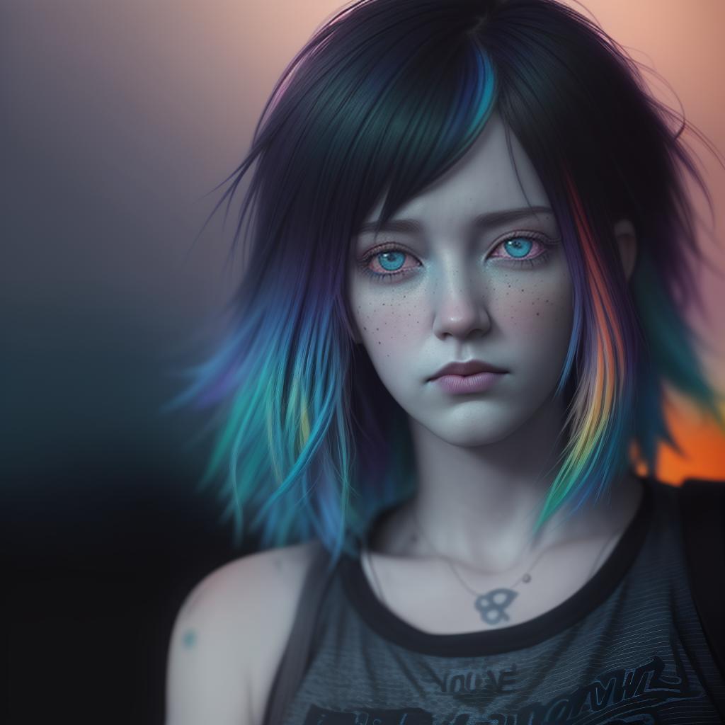  rainbow hair, two , , friend, blue eyes, love, romantic, life is strange , (dark shot:1.4), 80mm, {prompt}, soft light, sharp, exposure blend, medium shot, bokeh, (hdr:1.4), high contrast, (cinematic, teal and orange:0.85), (muted colors, dim colors, soothing tones:1.3), low saturation, (hyperdetailed:1.2), (noir:0.4)