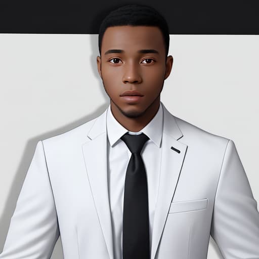  Black male ID photo, white background, wearing a suit, normal expression, ordinary appearance,