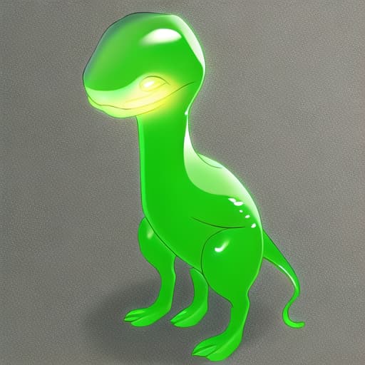  alien 👽 cow reptile, standing on 2 feet, green body, vibrant orange underglow