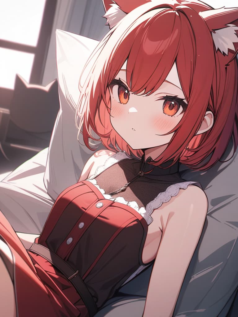  Distribution, Vtuber, Live2d, Cute, Genki, Girl, Cat Ear, Red Hair, Short Hair, masterpiece, best quality,8k,ultra detailed,high resolution,an extremely delicate and beautiful,hyper detail