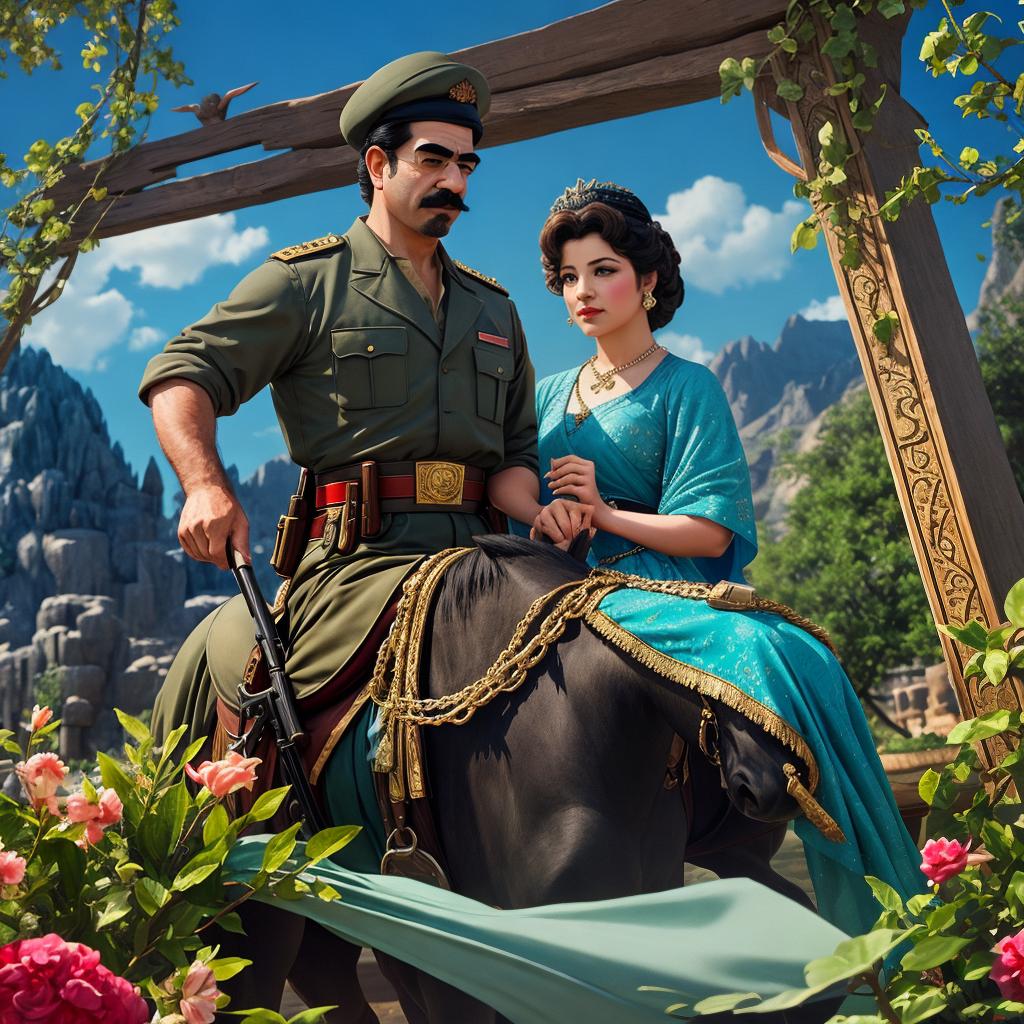  with the enchanting style of Disney, saddam hussein