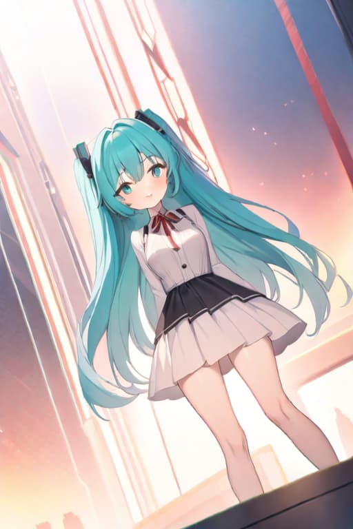  (masterpiece, best quality, highres:1.2), (intricate and beautiful:1.2), (detailed light:1.2), (colorful, dynamic angle), upper body shot, fashion photography of cute, intense long hair, (Hatsune Miku), dancing pose, flirting with POV, dynamic pose, soft moonlight passing through hair, (abstract colorful art background:1.3), (official art), (cinematic) hyperrealistic, full body, detailed clothing, highly detailed, cinematic lighting, stunningly beautiful, intricate, sharp focus, f/1. 8, 85mm, (centered image composition), (professionally color graded), ((bright soft diffused light)), volumetric fog, trending on instagram, trending on tumblr, HDR 4K, 8K