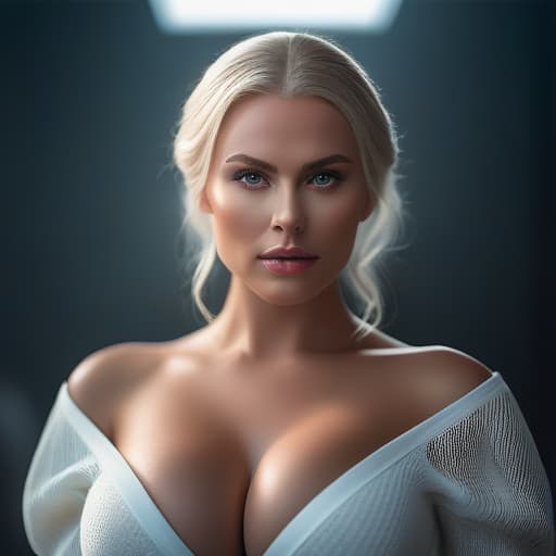  swedish women, beautiful face, large breasts, perfect face, seductive expression hyperrealistic, full body, detailed clothing, highly detailed, cinematic lighting, stunningly beautiful, intricate, sharp focus, f/1. 8, 85mm, (centered image composition), (professionally color graded), ((bright soft diffused light)), volumetric fog, trending on instagram, trending on tumblr, HDR 4K, 8K