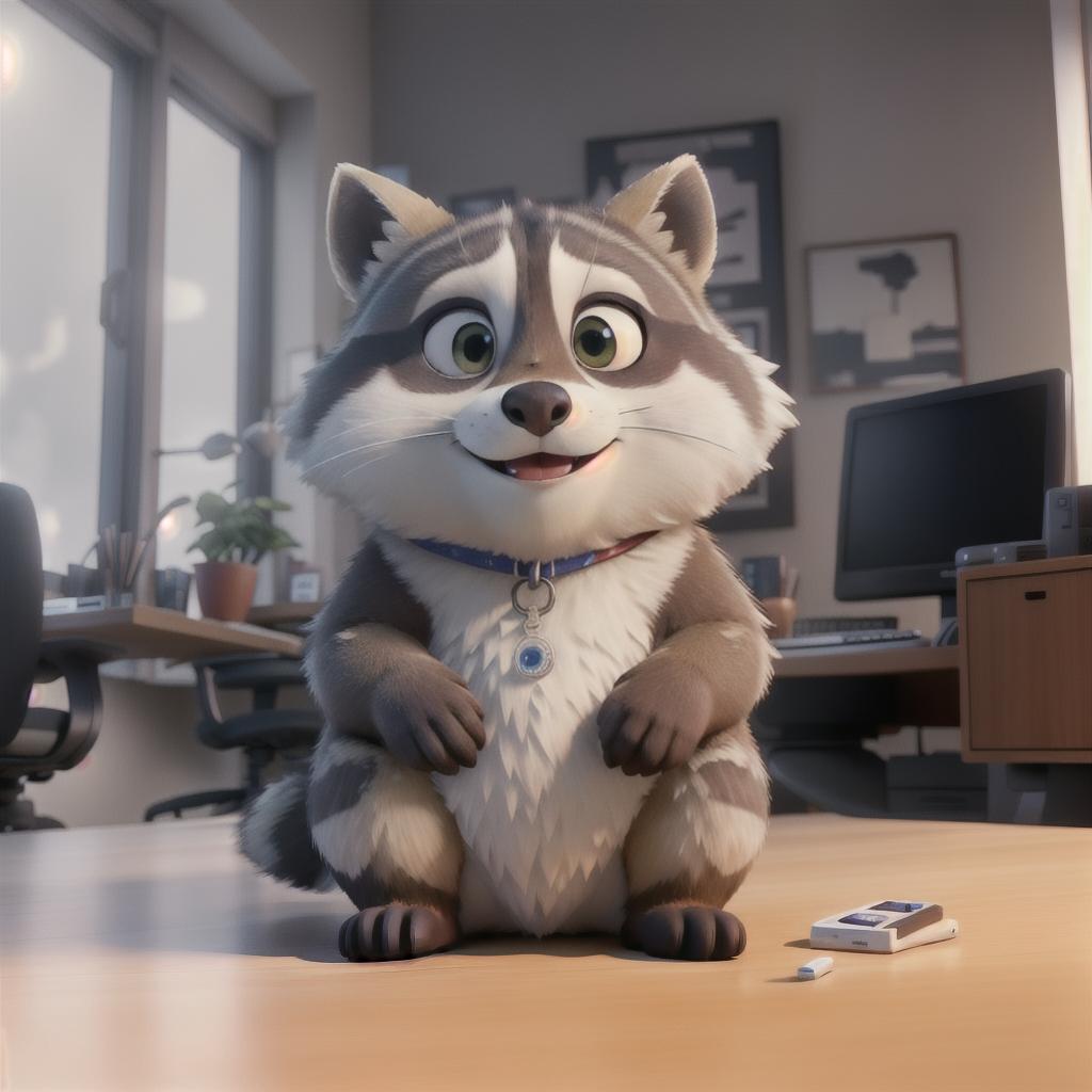  raccoon sitting in gaming chair front a computer on desktop, ((semi anthropomorphic)),(full body), tail, belly, sitting, fat, (chubby), (((white background))), solo, desktop, gaming chair, side view,  [[[clothes]]] hyperrealistic, full body, detailed clothing, highly detailed, cinematic lighting, stunningly beautiful, intricate, sharp focus, f/1. 8, 85mm, (centered image composition), (professionally color graded), ((bright soft diffused light)), volumetric fog, trending on instagram, trending on tumblr, HDR 4K, 8K