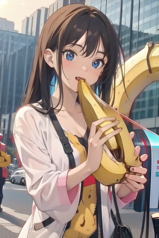  Naked alien girl eating a banana photo