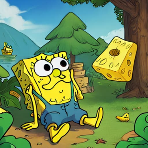  Cute Spongebob Squarepants  sitting on a leaf