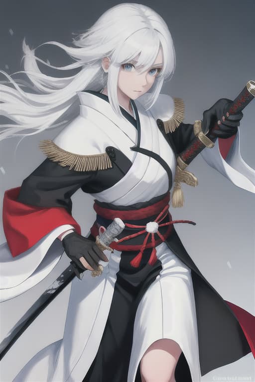  White hair, Japanese style, snow, sword, big