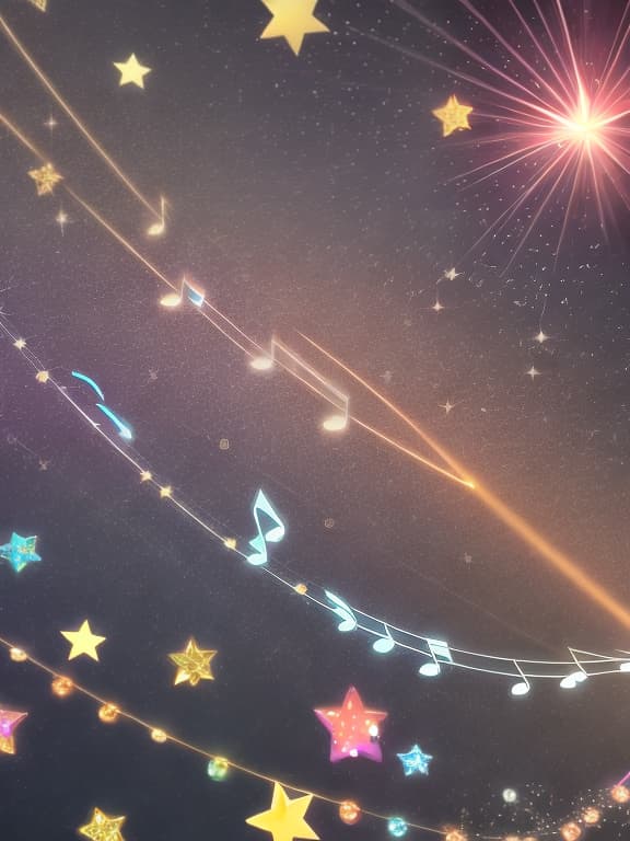  Cute musical notes and sparkling stars and gems wallpaper