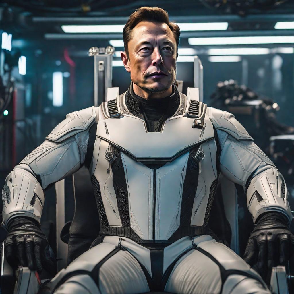  Elon Musk as Mogger, Defined, very prominent jaw hyperrealistic, full body, detailed clothing, highly detailed, cinematic lighting, stunningly beautiful, intricate, sharp focus, f/1. 8, 85mm, (centered image composition), (professionally color graded), ((bright soft diffused light)), volumetric fog, trending on instagram, trending on tumblr, HDR 4K, 8K