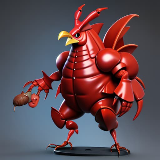  an evil giant lobster who has a chicken as a pet