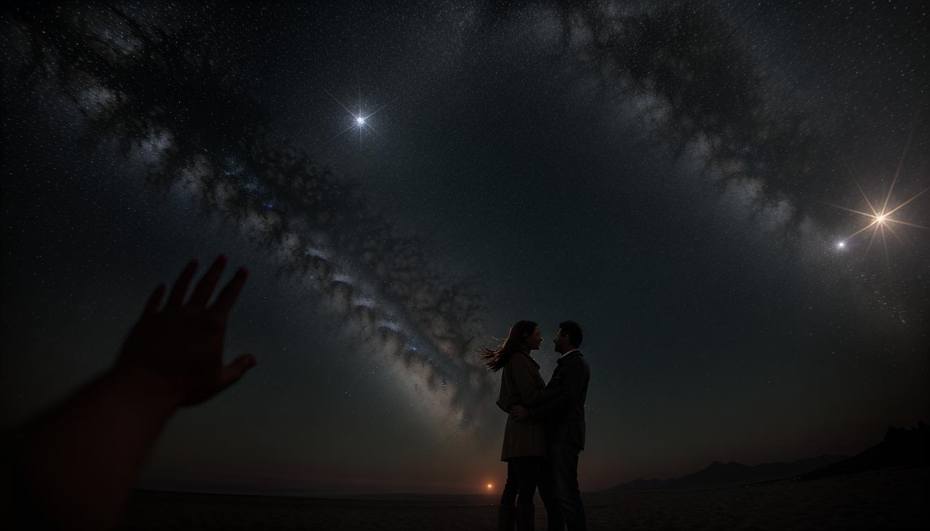  cinematic, aesthetic, Two figures reaching out towards each other, their hands almost touching, connection, seeking approval, tentative, yearning for connection, 4k, HDR, lens flare