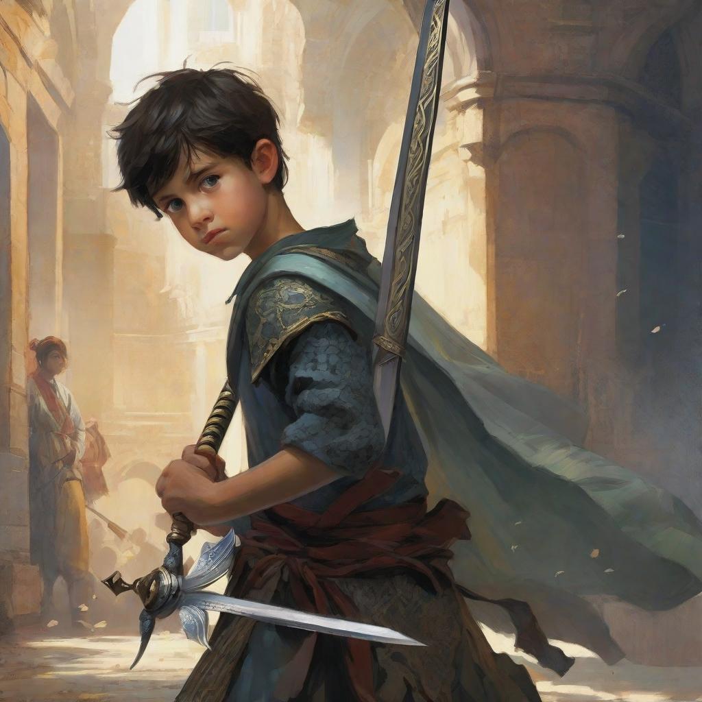  A boy with a sword turned his head and looked back. The boy was handsome and his eyes were sad.